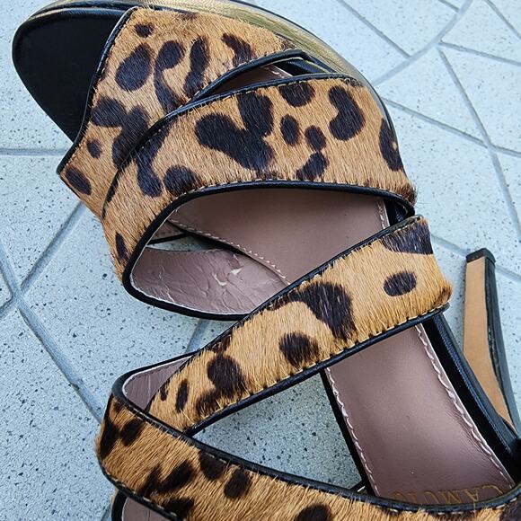 Vince Camuto Melva Leopard Print Calf Hair Strappy Stiletto Sandals 7.5 - Picture 9 of 14